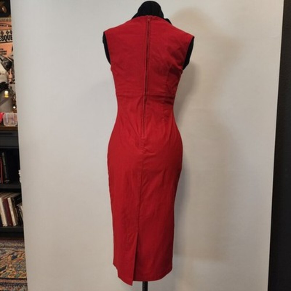 Pinup Couture Erin Wiggle Dress Red Retro 1950s Rockabilly Bombshell Large - Picture 2 of 6